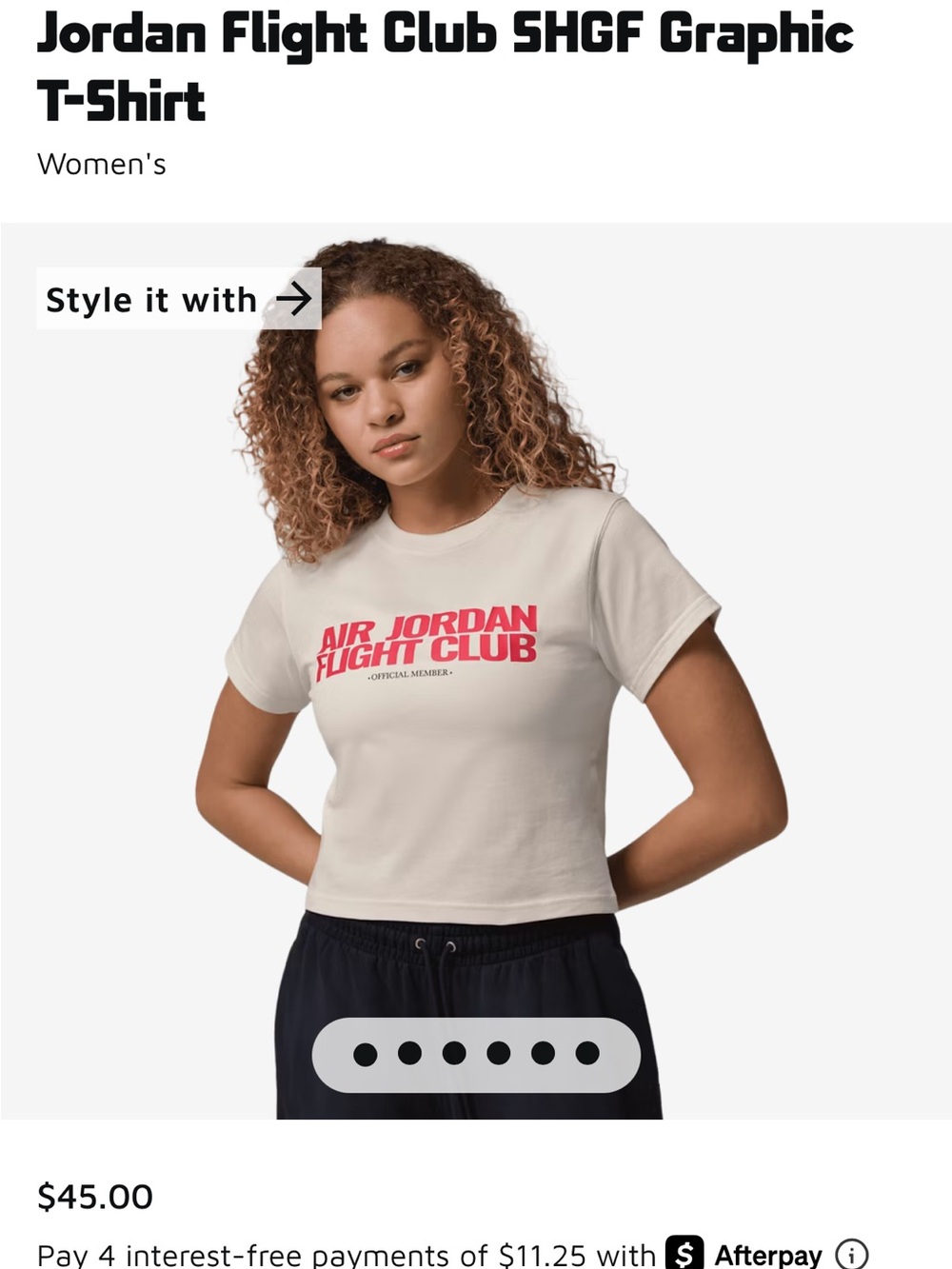 Jordan Women's Cropped Graphic Tee in Cream with Red Logo
